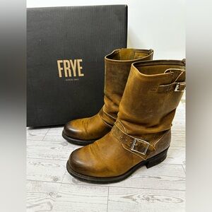 Frye Cognac Leather 12R Engineer Boots